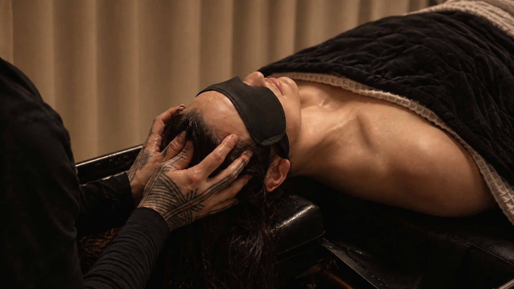 Real AIMT head spa scalp massage treatment in progress